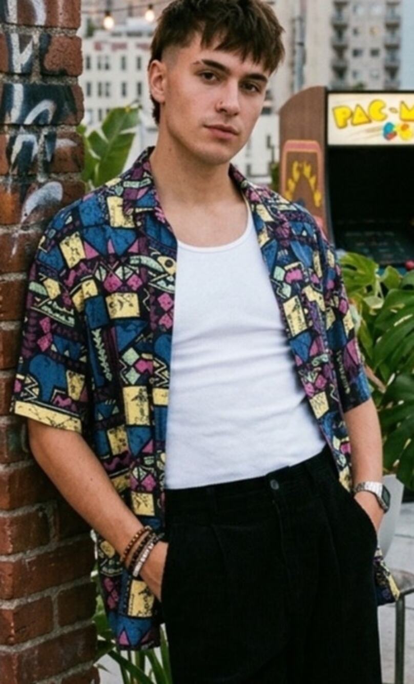 ASOS 80’s style retro Colorful Geometric Men's Shirt